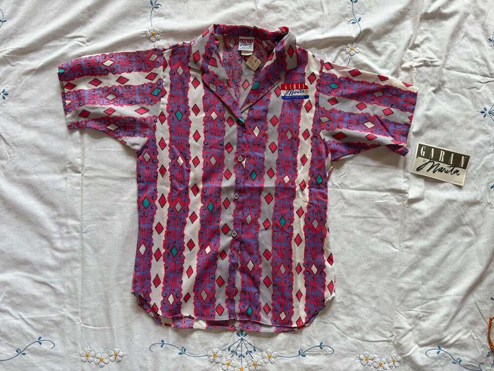 Vintage Deadstock Garan by Marita Geometric Aztec Pattern Button Up Shirt